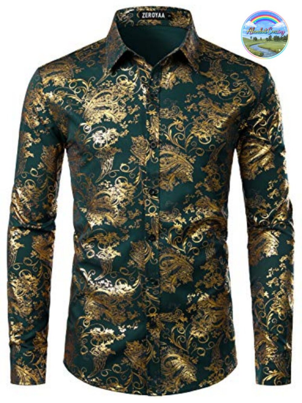 Men's Slim Fit Paisley Floral Button Down Dress Shirt Long Sleeve